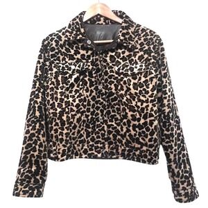 Outbrook Leopard Print Crop Reversible Jacket Brown Girls 14/16 women's petite S